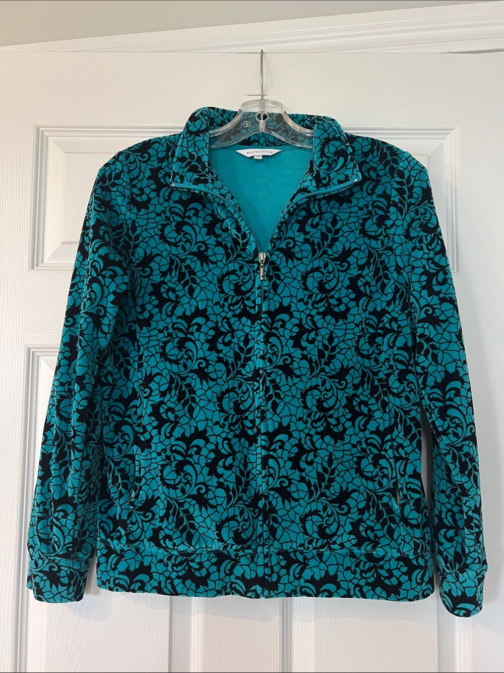 Northern Reflections Teal and Black Patterned Top